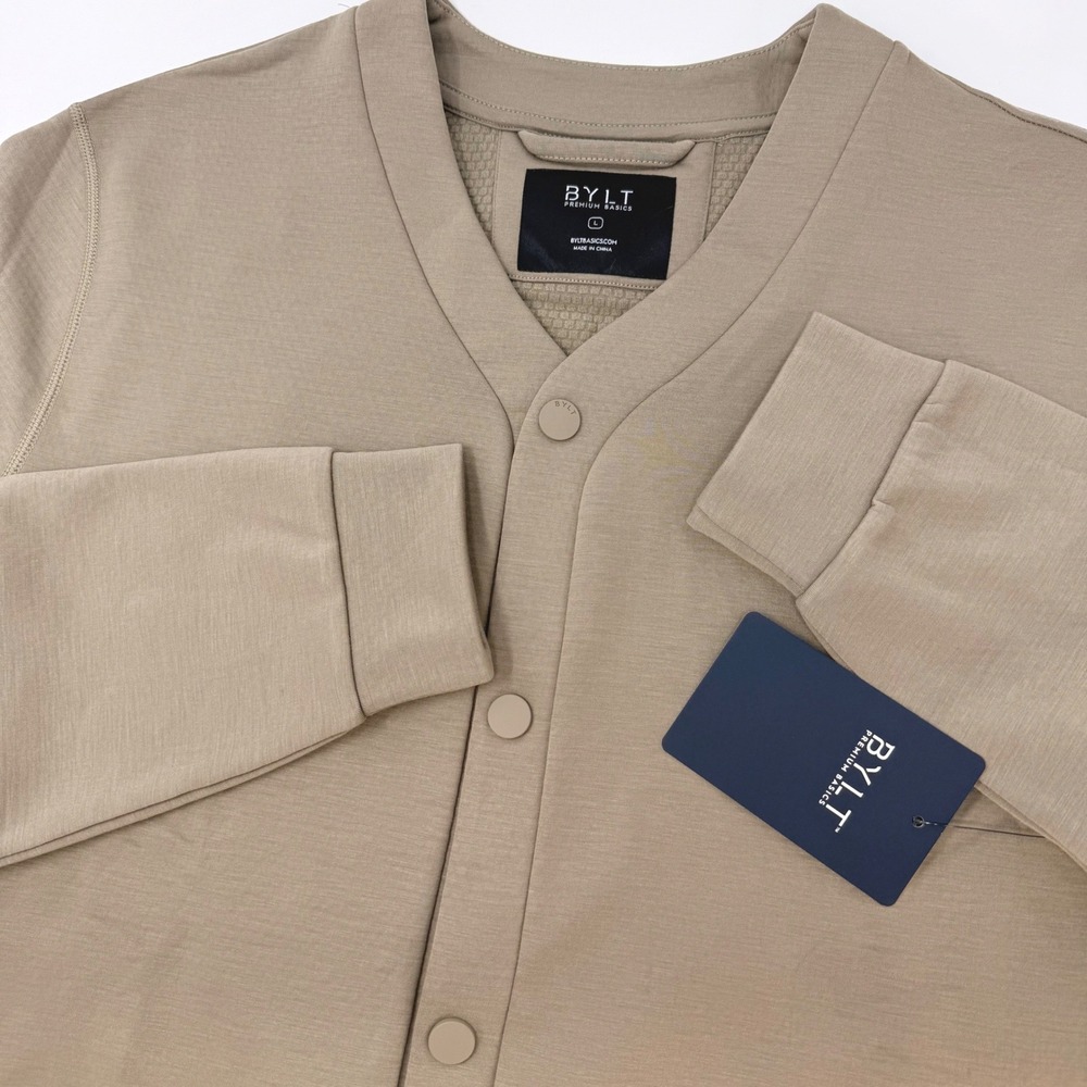BYLT Premium Basics Adventure Fleece Cardigan Taupe Men Large MTPS0433-213-L NEW